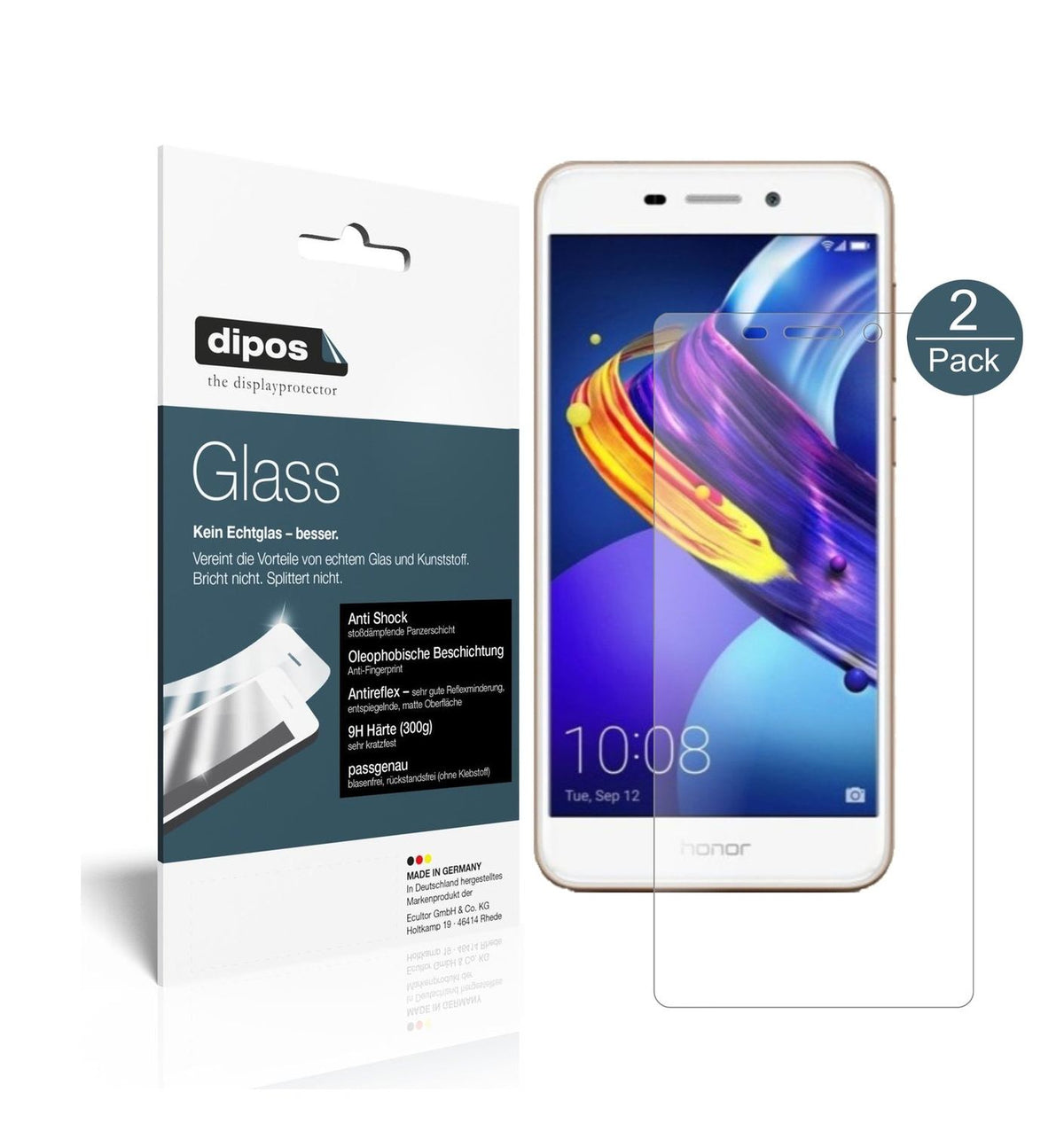 Matte Displayschutzfolie von dipos passend für Huawei Honor 6C Pro, 9H kratzfest und blasenfrei montiert