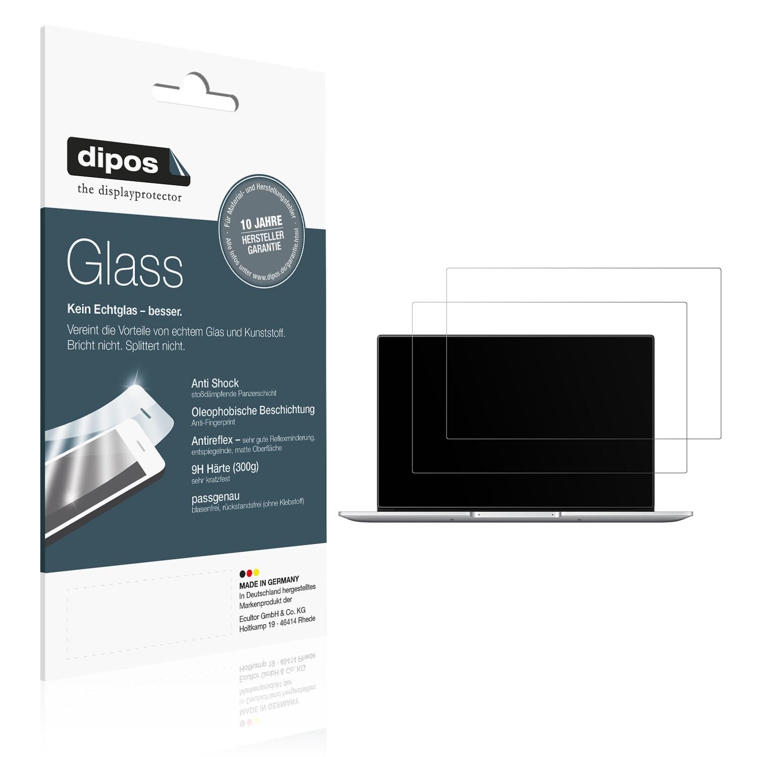 Matte Displayschutzfolie von dipos passend für Huawei Matebook 14, 9H kratzfest und blasenfrei montiert
