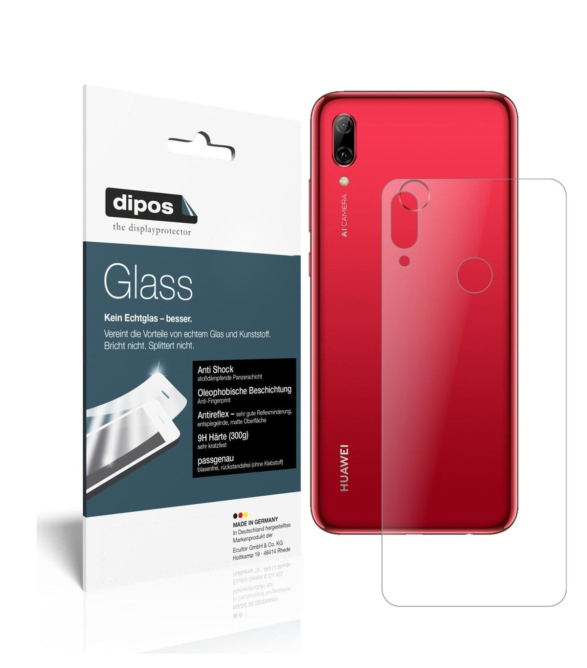 Matte Displayschutzfolie von dipos passend für Huawei Nova Lite 3 Rückseite, 9H kratzfest und blasenfrei montiert