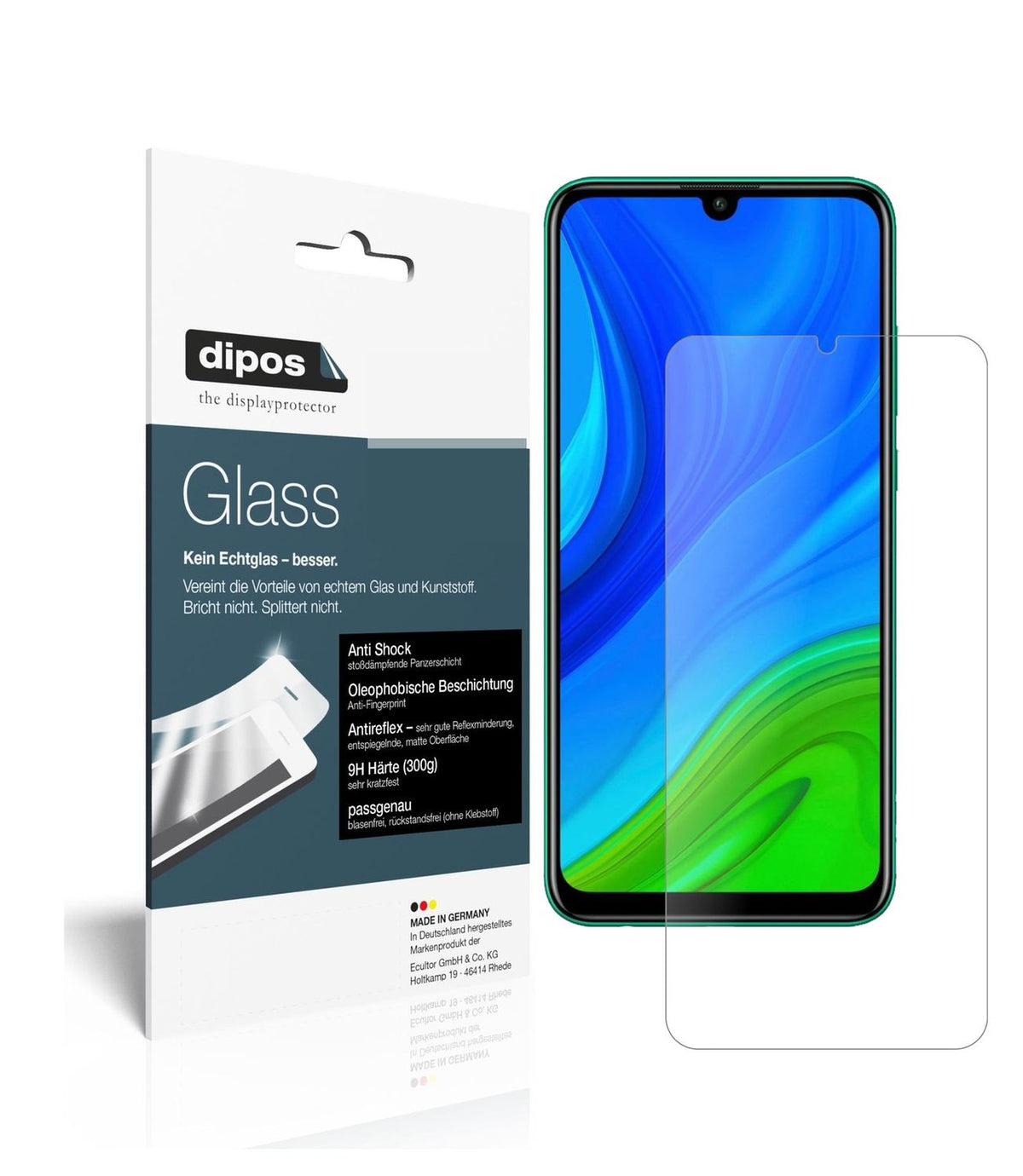 Matte Displayschutzfolie von dipos passend für Huawei P Smart (2020), 9H kratzfest und blasenfrei montiert