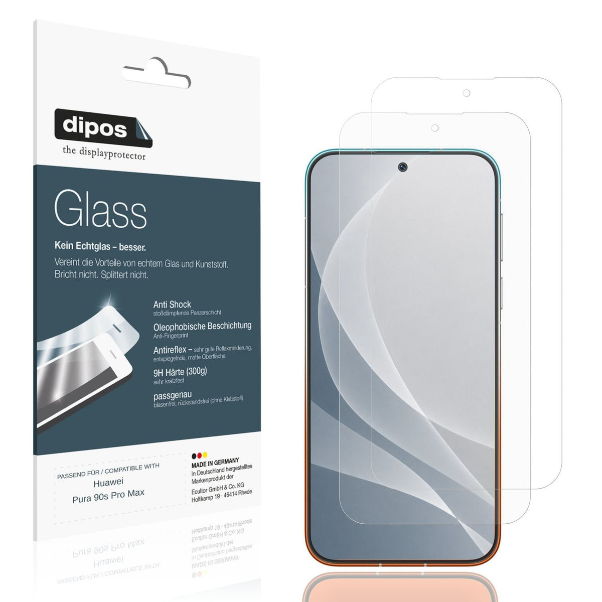 Matte Displayschutzfolie von dipos passend für Huawei Pura 90s Pro Max, 9H kratzfest und blasenfrei montiert