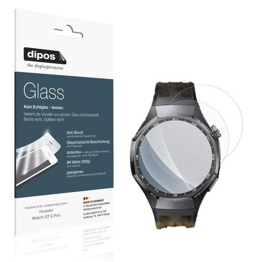 Matte Displayschutzfolie von dipos passend für Huawei Watch GT 6 Pro, 9H kratzfest und blasenfrei montiert
