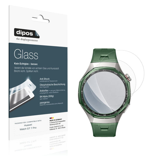 Matte Displayschutzfolie von dipos passend für Huawei Watch GT 7 Pro, 9H kratzfest und blasenfrei montiert