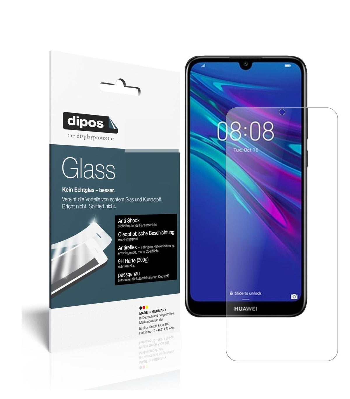 Matte Displayschutzfolie von dipos passend für Huawei Y6 (2019), 9H kratzfest und blasenfrei montiert