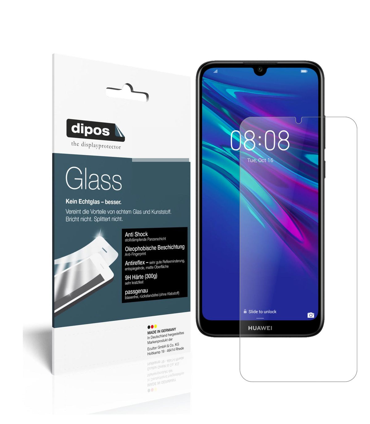 Matte Displayschutzfolie von dipos passend für Huawei Y6s, 9H kratzfest und blasenfrei montiert