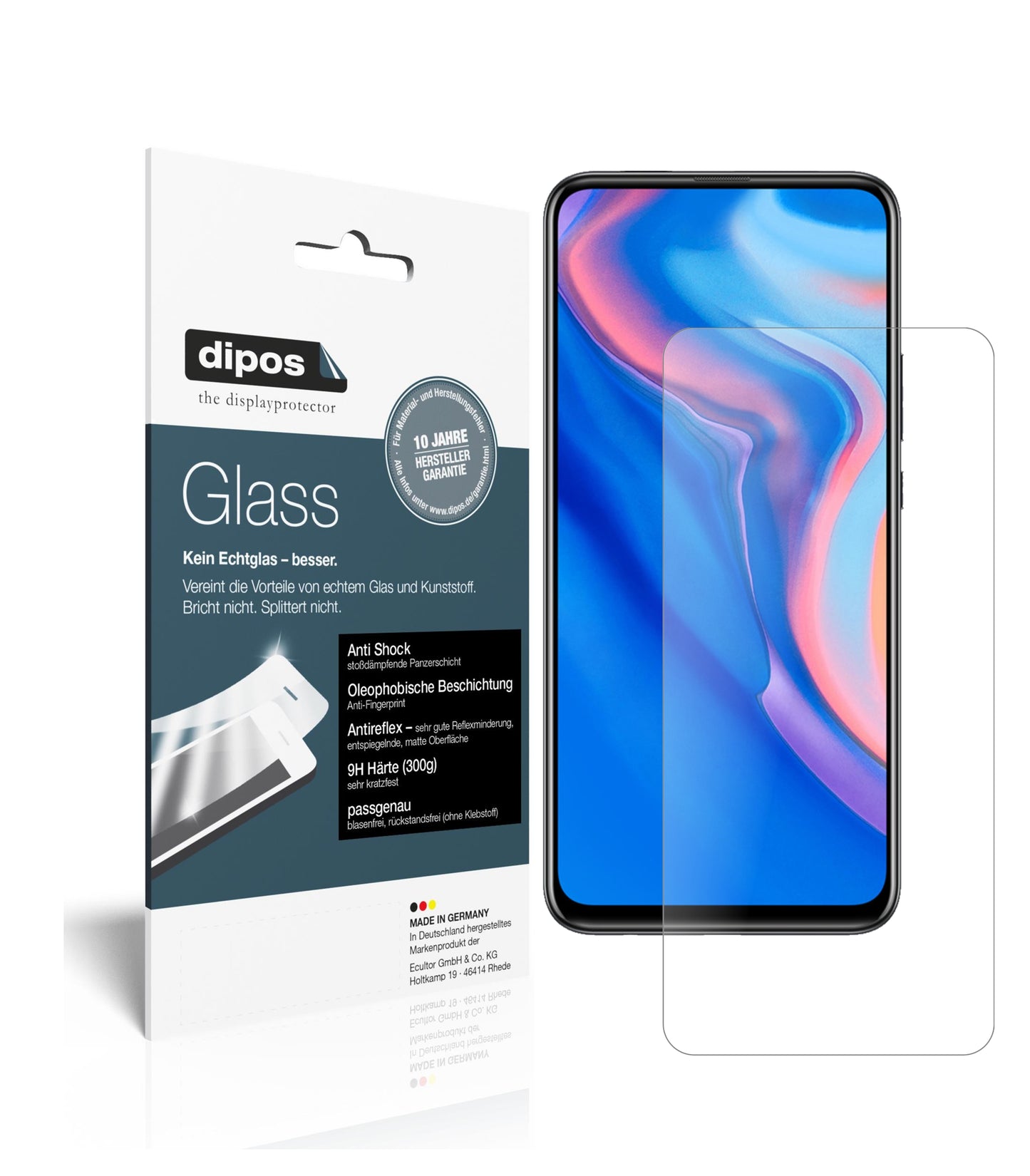 Matte Displayschutzfolie von dipos passend für Huawei Y9 Prime (2019), 9H kratzfest und blasenfrei montiert