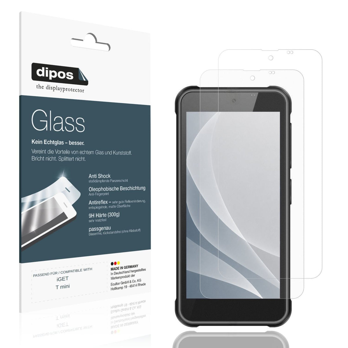Matte Displayschutzfolie von dipos passend für iGET T mini, 9H kratzfest und blasenfrei montiert