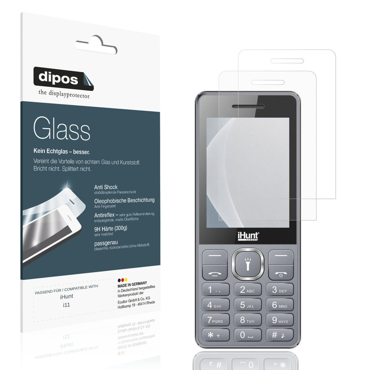 Matte Displayschutzfolie von dipos passend für iHunt i11, 9H kratzfest und blasenfrei montiert