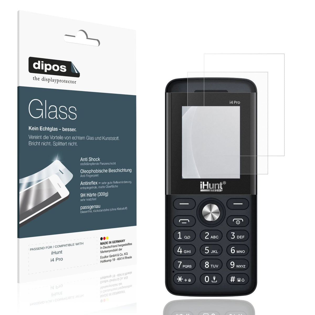Matte Displayschutzfolie von dipos passend für iHunt i4 Pro, 9H kratzfest und blasenfrei montiert