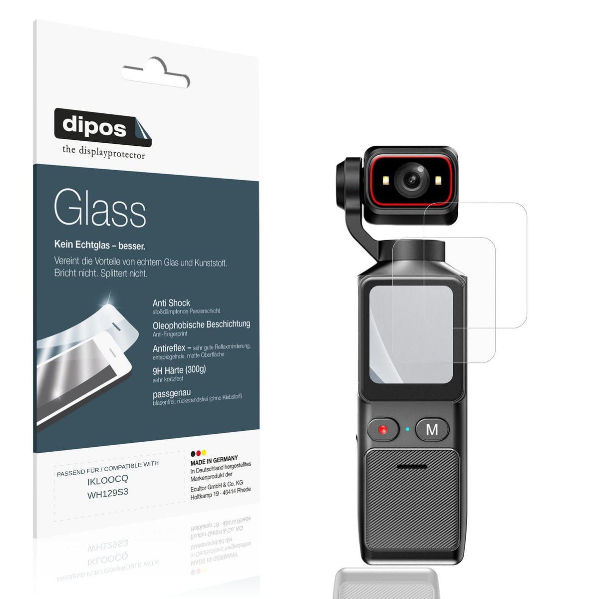 Matte Displayschutzfolie von dipos passend für IKLOOCQ WH129S3, 9H kratzfest und blasenfrei montiert