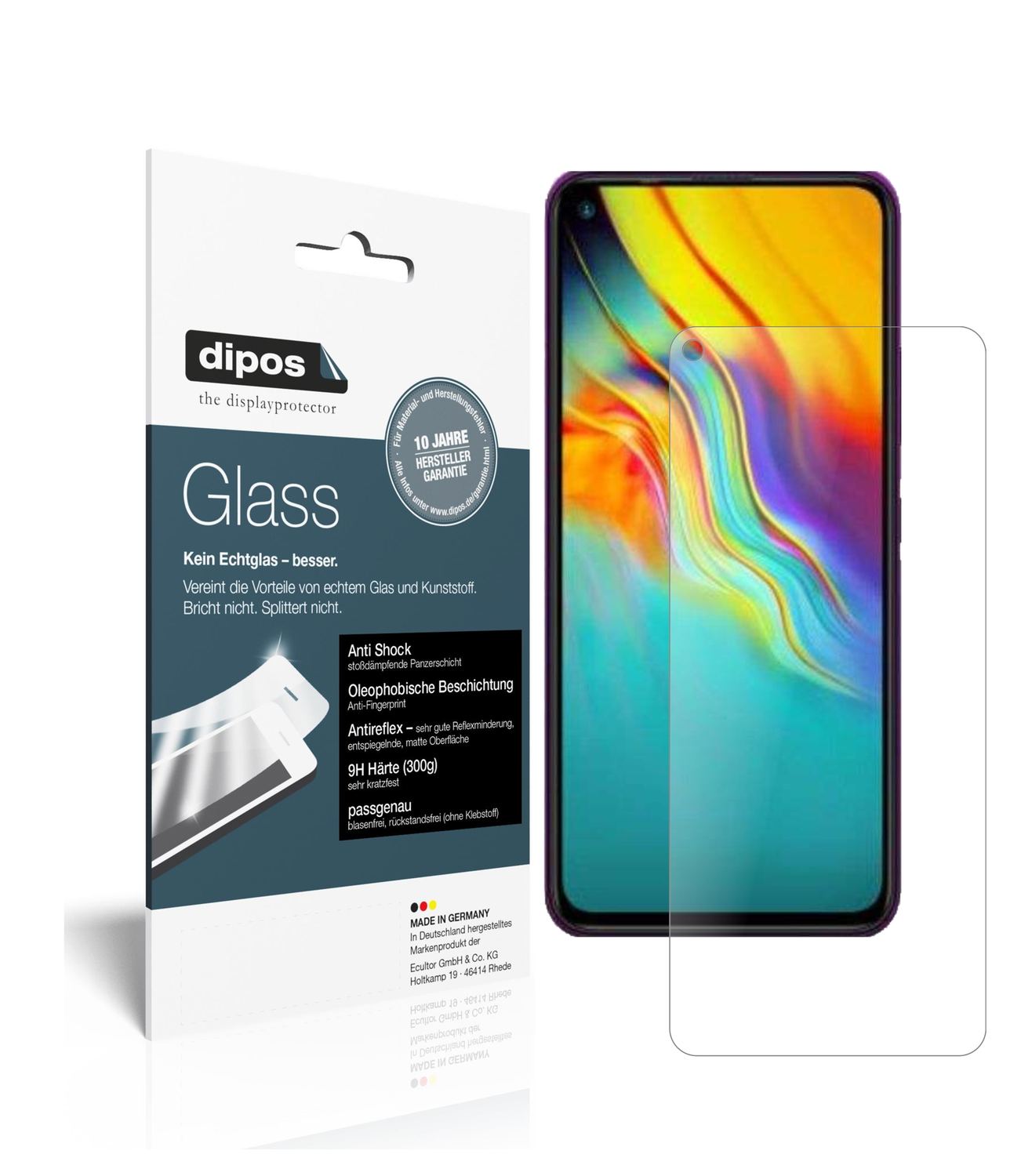 Matte Displayschutzfolie von dipos passend für Infinix Hot 9, 9H kratzfest und blasenfrei montiert