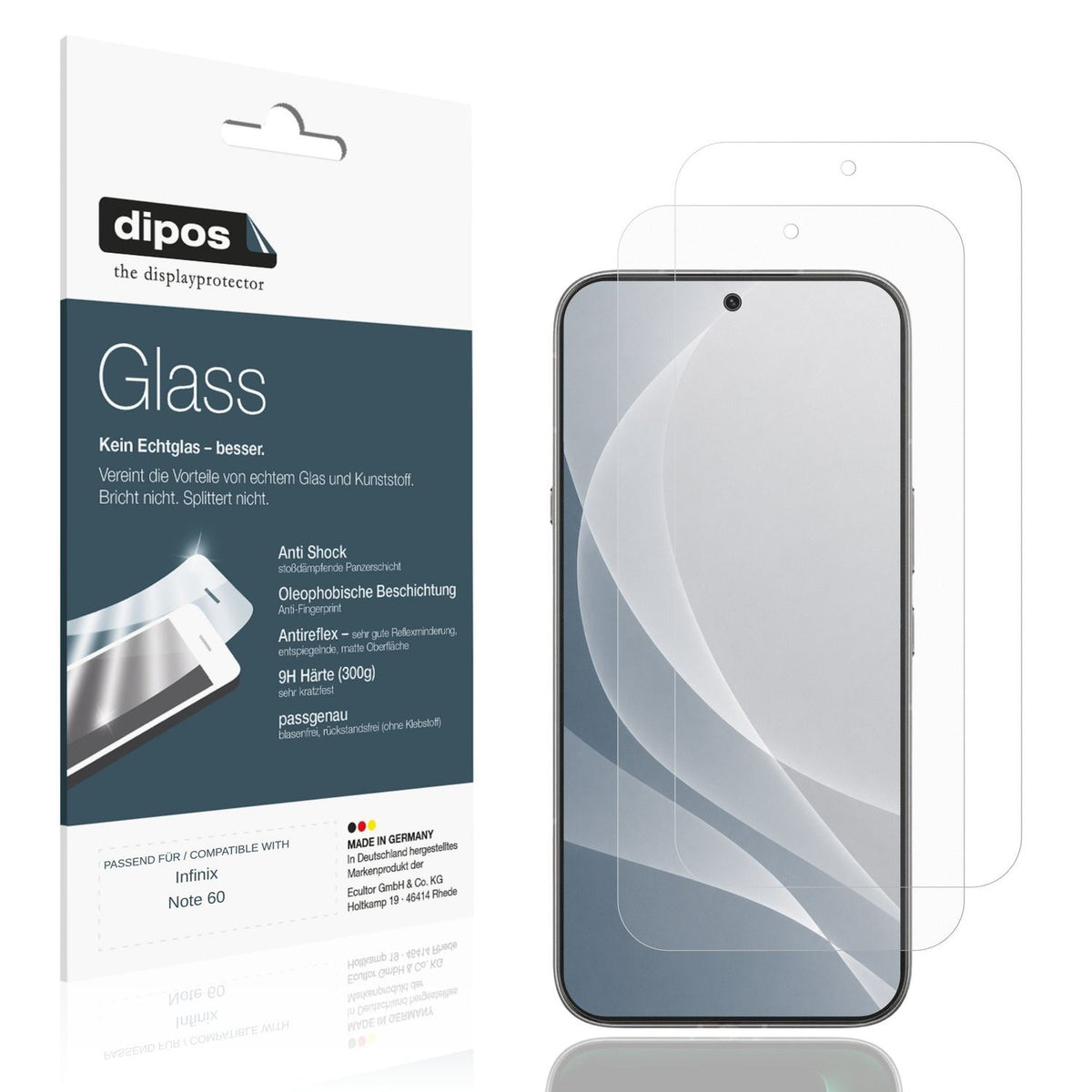 Matte Displayschutzfolie von dipos passend für Infinix Note 60, 9H kratzfest und blasenfrei montiert