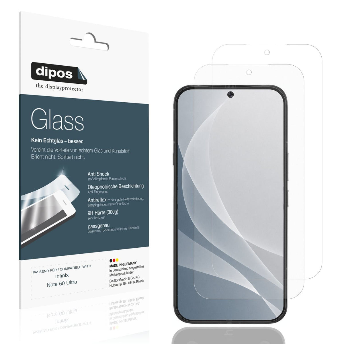 Matte Displayschutzfolie von dipos passend für Infinix Note 60 Ultra, 9H kratzfest und blasenfrei montiert