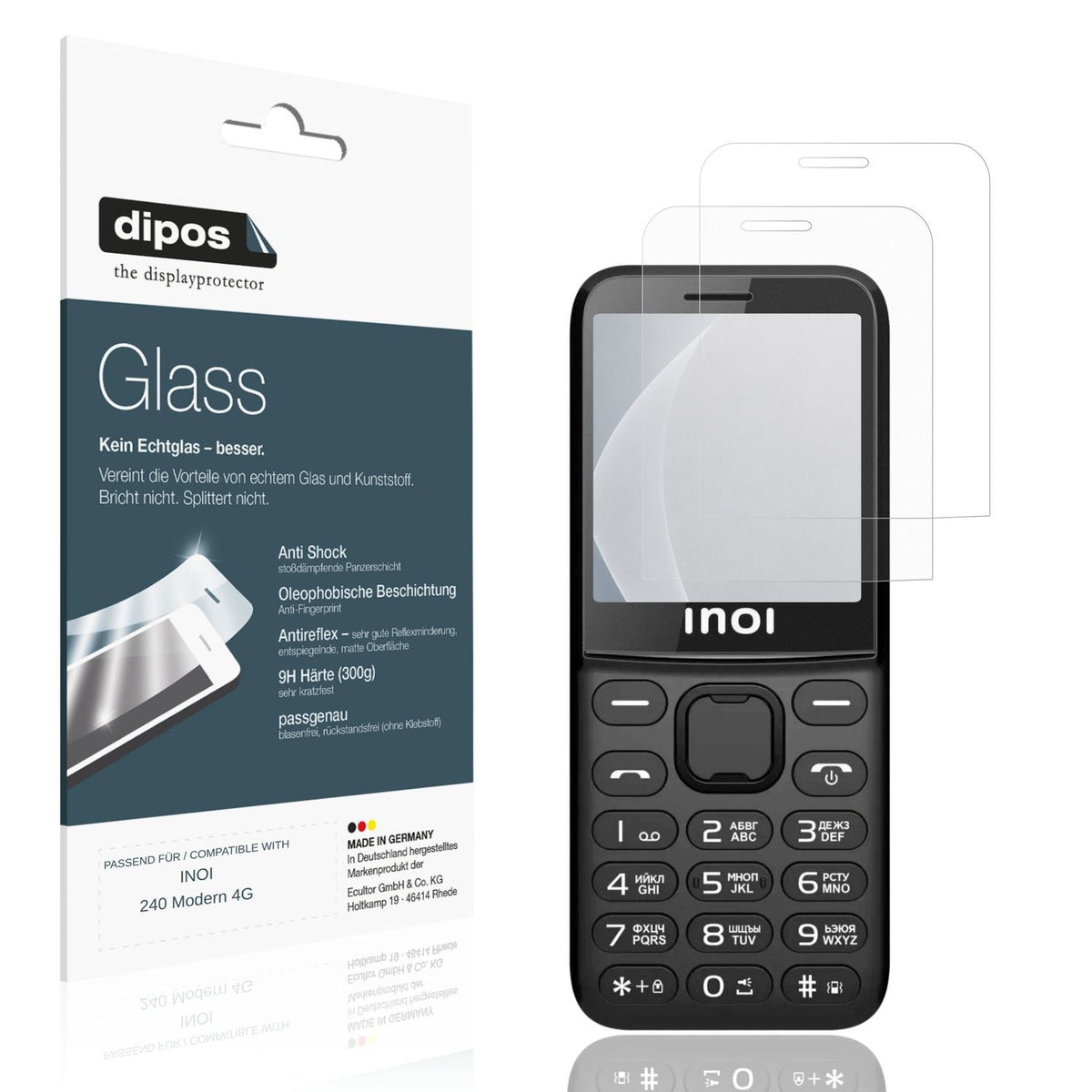 Matte Displayschutzfolie von dipos passend für INOI 240 Modern 4G, 9H kratzfest und blasenfrei montiert