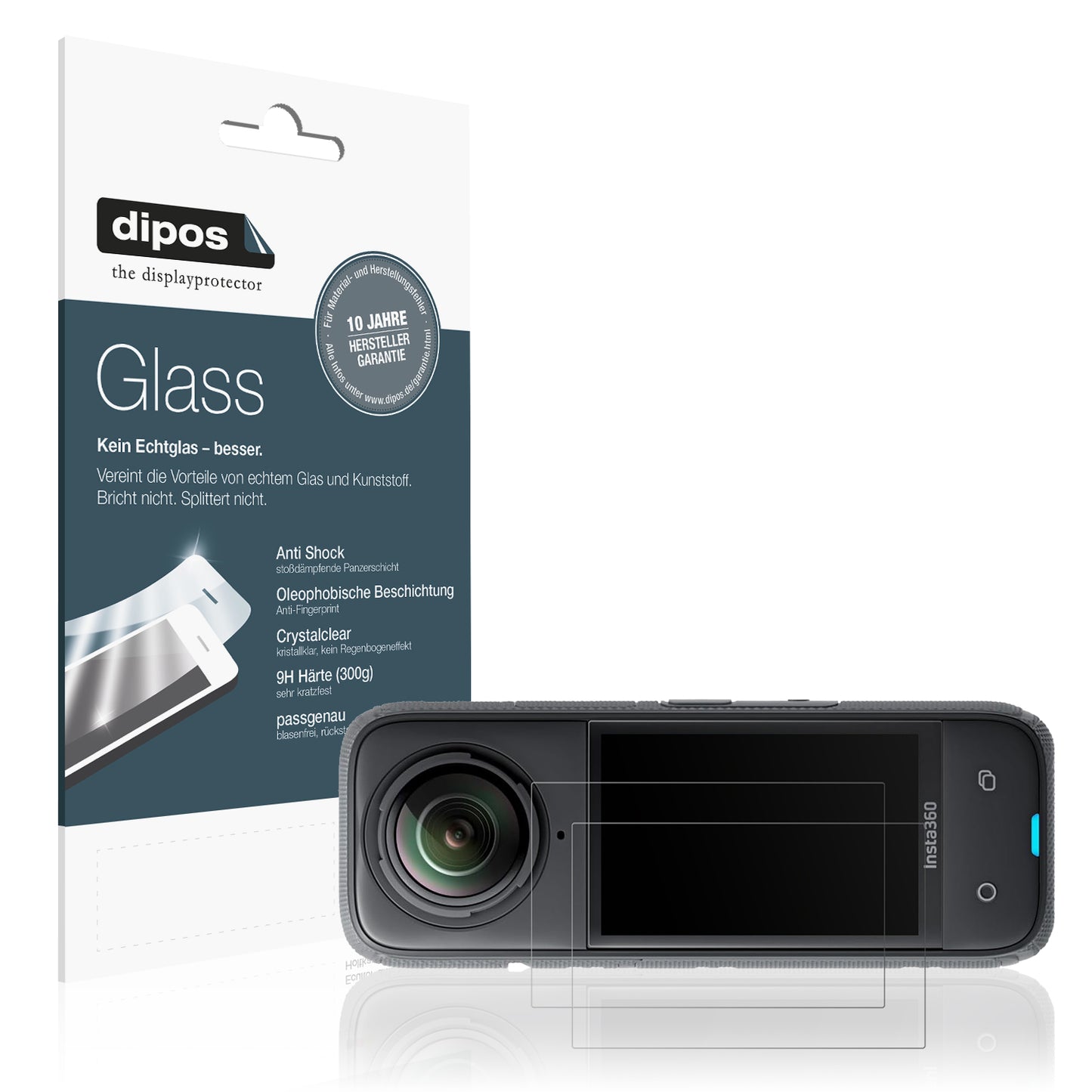 Matte Displayschutzfolie von dipos passend für Insta 360 X4, 9H kratzfest und blasenfrei montiert