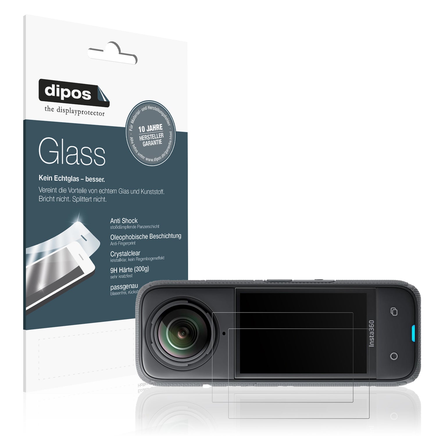 Matte Displayschutzfolie von dipos passend für Insta 360 X4, 9H kratzfest und blasenfrei montiert