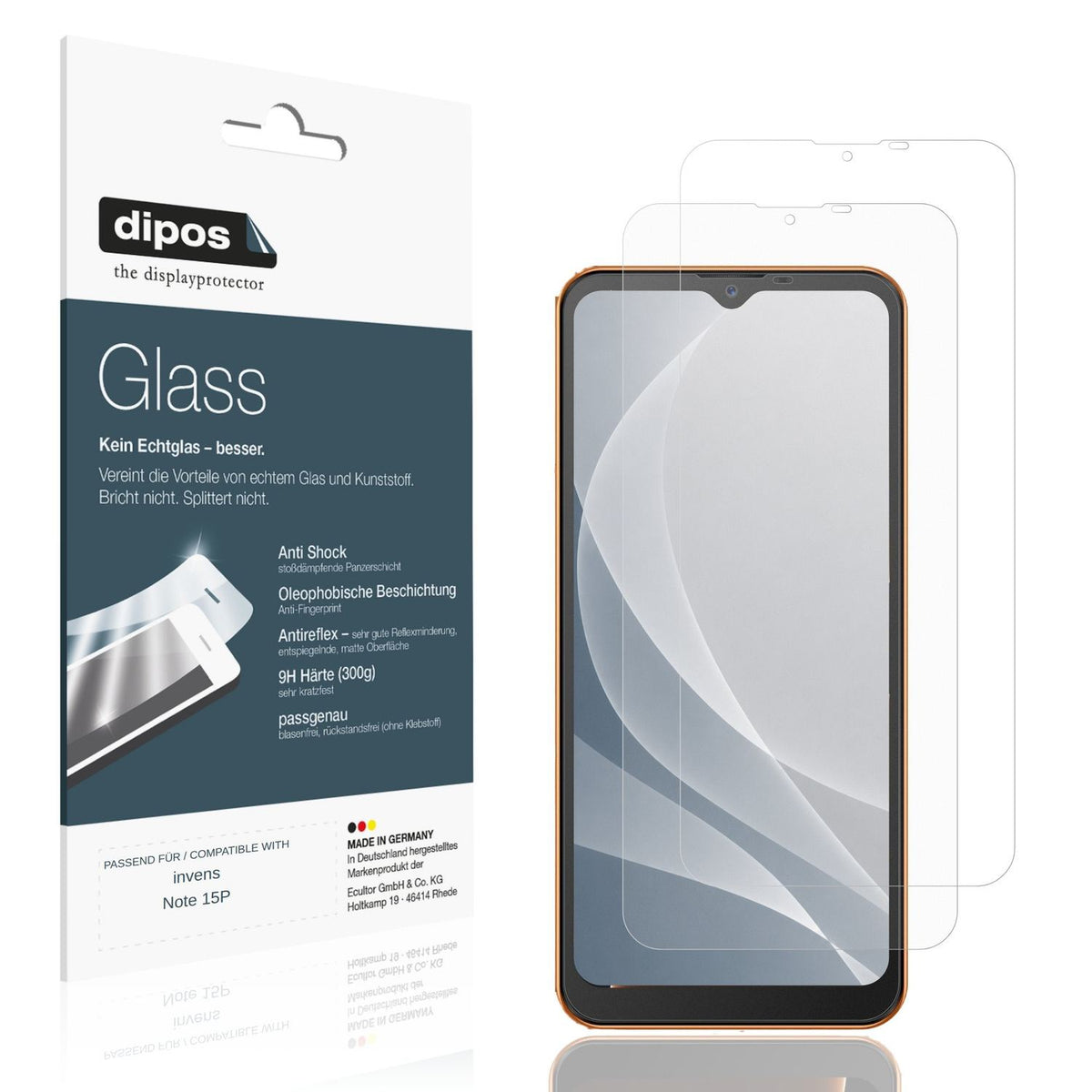 Matte Displayschutzfolie von dipos passend für invens Note 15P, 9H kratzfest und blasenfrei montiert
