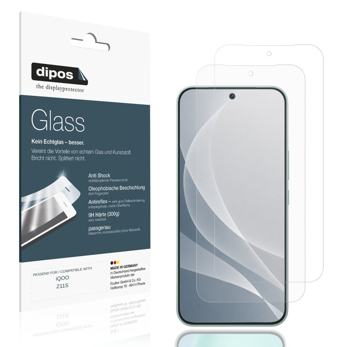 Matte Displayschutzfolie von dipos passend für iQOO Z11S, 9H kratzfest und blasenfrei montiert