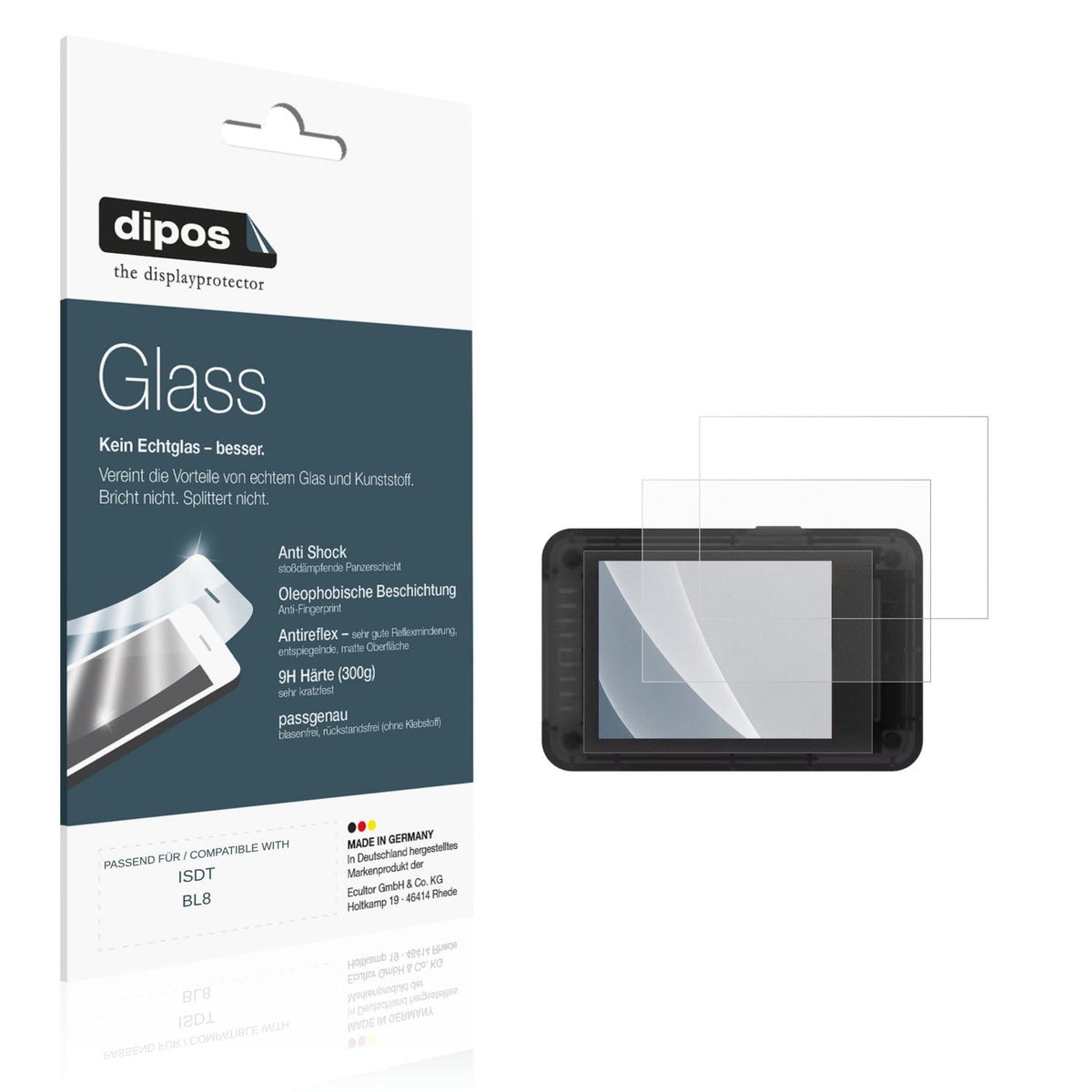 Matte Displayschutzfolie von dipos passend für ISDT BL8, 9H kratzfest und blasenfrei montiert