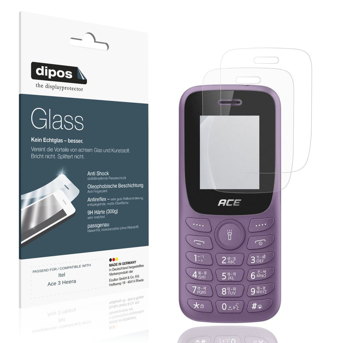 Matte Displayschutzfolie von dipos passend für Itel Ace 3 Heera, 9H kratzfest und blasenfrei montiert