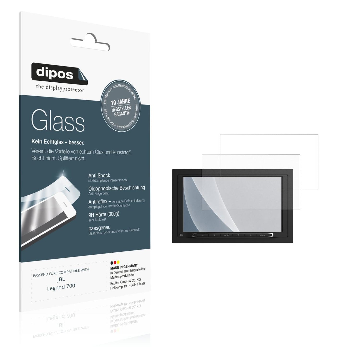 Matte Displayschutzfolie von dipos passend für JBL Legend 700, 9H kratzfest und blasenfrei montiert