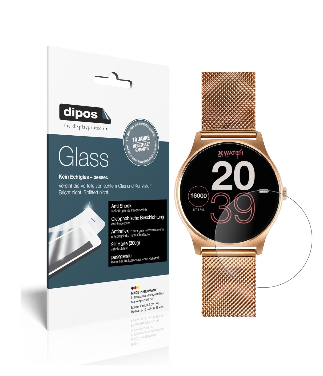 Matte Displayschutzfolie von dipos passend für Joli XW Pro Smartwatch, 9H kratzfest und blasenfrei montiert