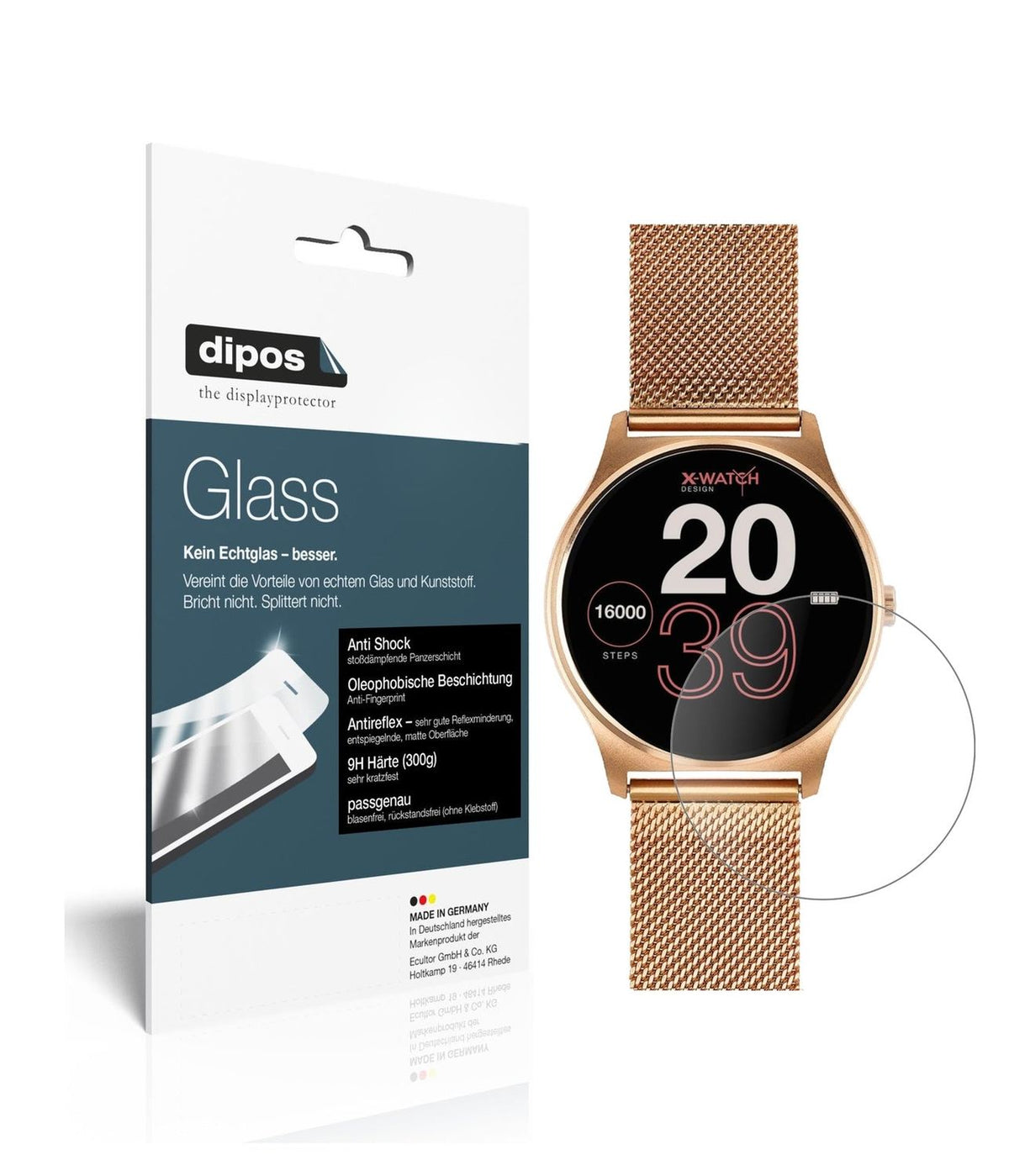 Matte Displayschutzfolie von dipos passend für Joli XW Pro Smartwatch, 9H kratzfest und blasenfrei montiert