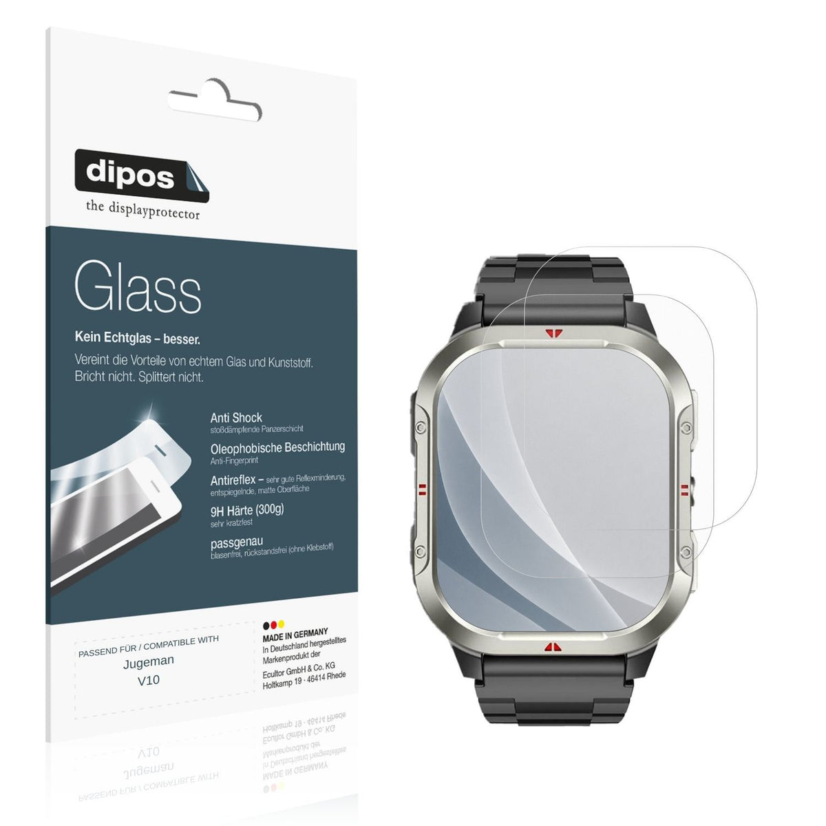 Matte Displayschutzfolie von dipos passend für Jugeman V10, 9H kratzfest und blasenfrei montiert