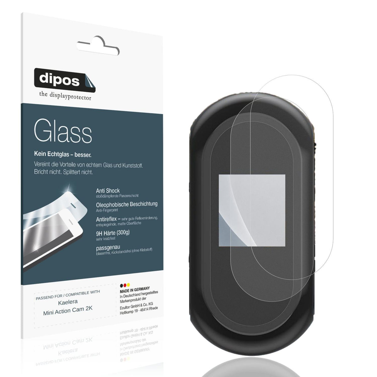 Matte Displayschutzfolie von dipos passend für Kaelera Mini Action Cam 2K, 9H kratzfest und blasenfrei montiert