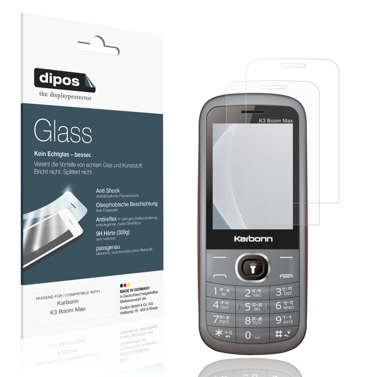 Matte Displayschutzfolie von dipos passend für Karbonn K3 Boom Max, 9H kratzfest und blasenfrei montiert