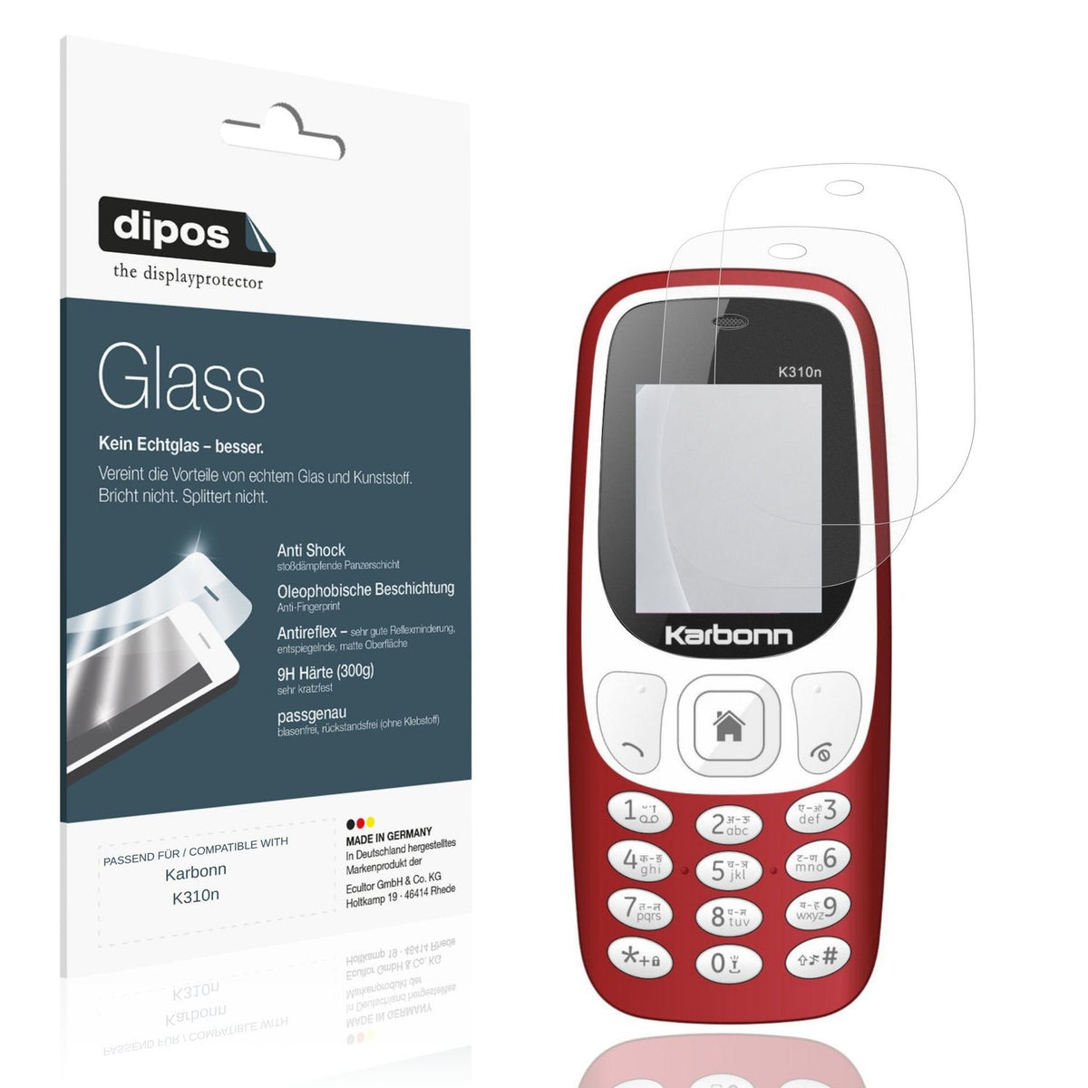 Matte Displayschutzfolie von dipos passend für Karbonn K310n, 9H kratzfest und blasenfrei montiert