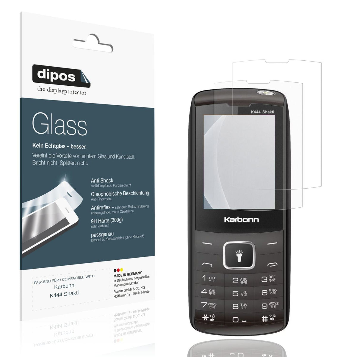 Matte Displayschutzfolie von dipos passend für Karbonn K444 Shakti, 9H kratzfest und blasenfrei montiert