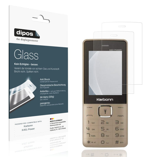 Matte Displayschutzfolie von dipos passend für Karbonn K451 Power, 9H kratzfest und blasenfrei montiert