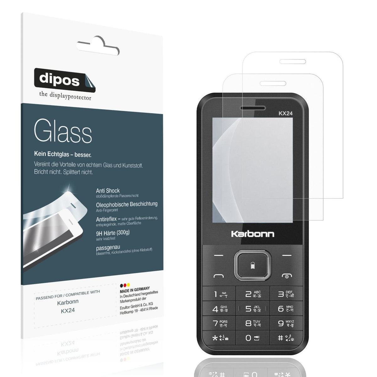 Matte Displayschutzfolie von dipos passend für Karbonn KX24, 9H kratzfest und blasenfrei montiert