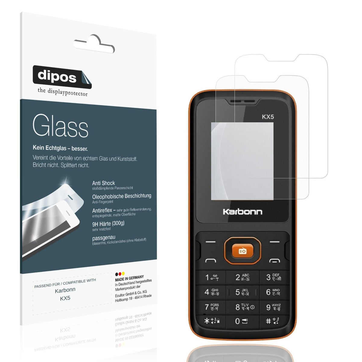 Matte Displayschutzfolie von dipos passend für Karbonn KX5, 9H kratzfest und blasenfrei montiert
