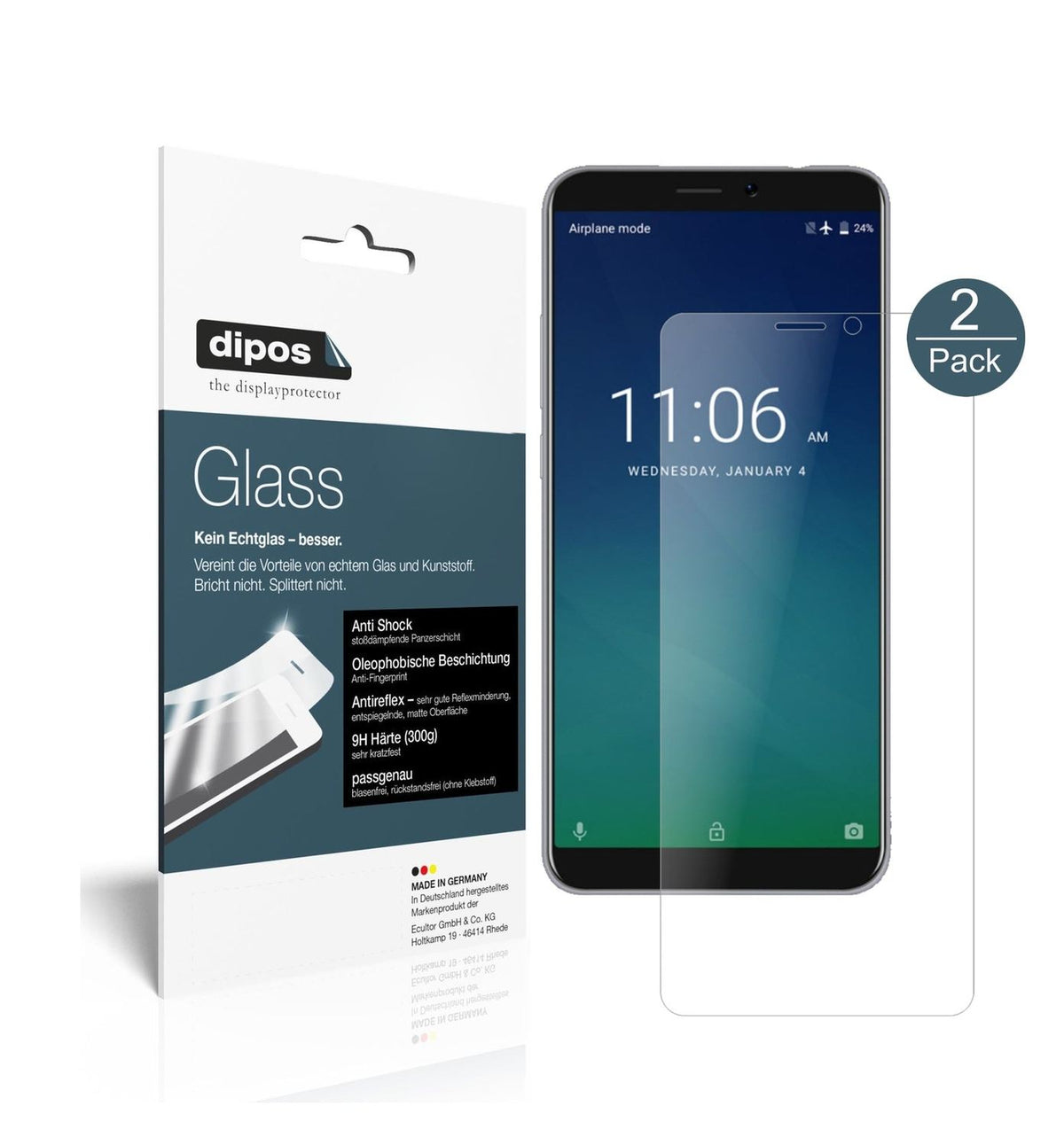 Matte Displayschutzfolie von dipos passend für KEECOO P11, 9H kratzfest und blasenfrei montiert