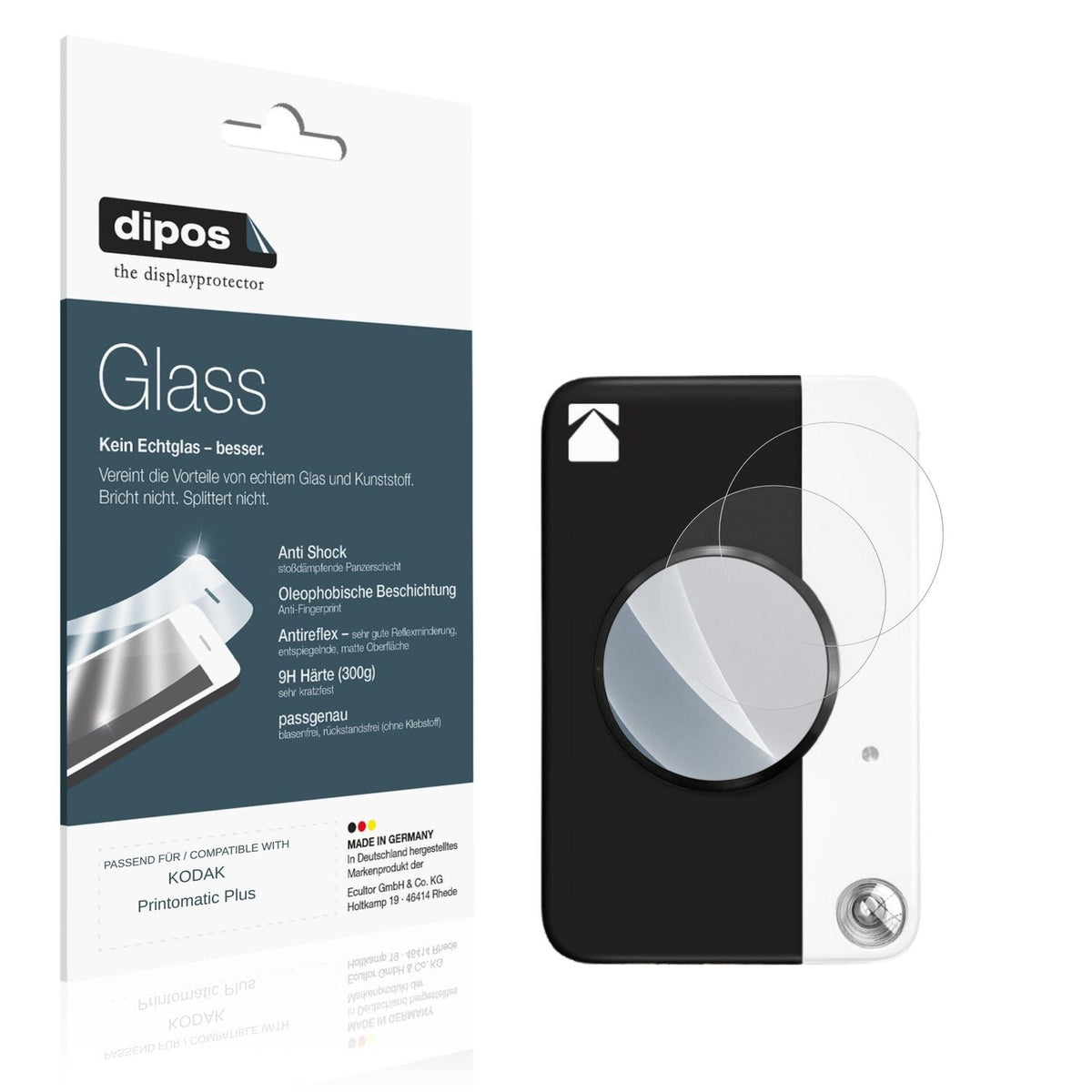 Matte Displayschutzfolie von dipos passend für KODAK Printomatic Plus, 9H kratzfest und blasenfrei montiert