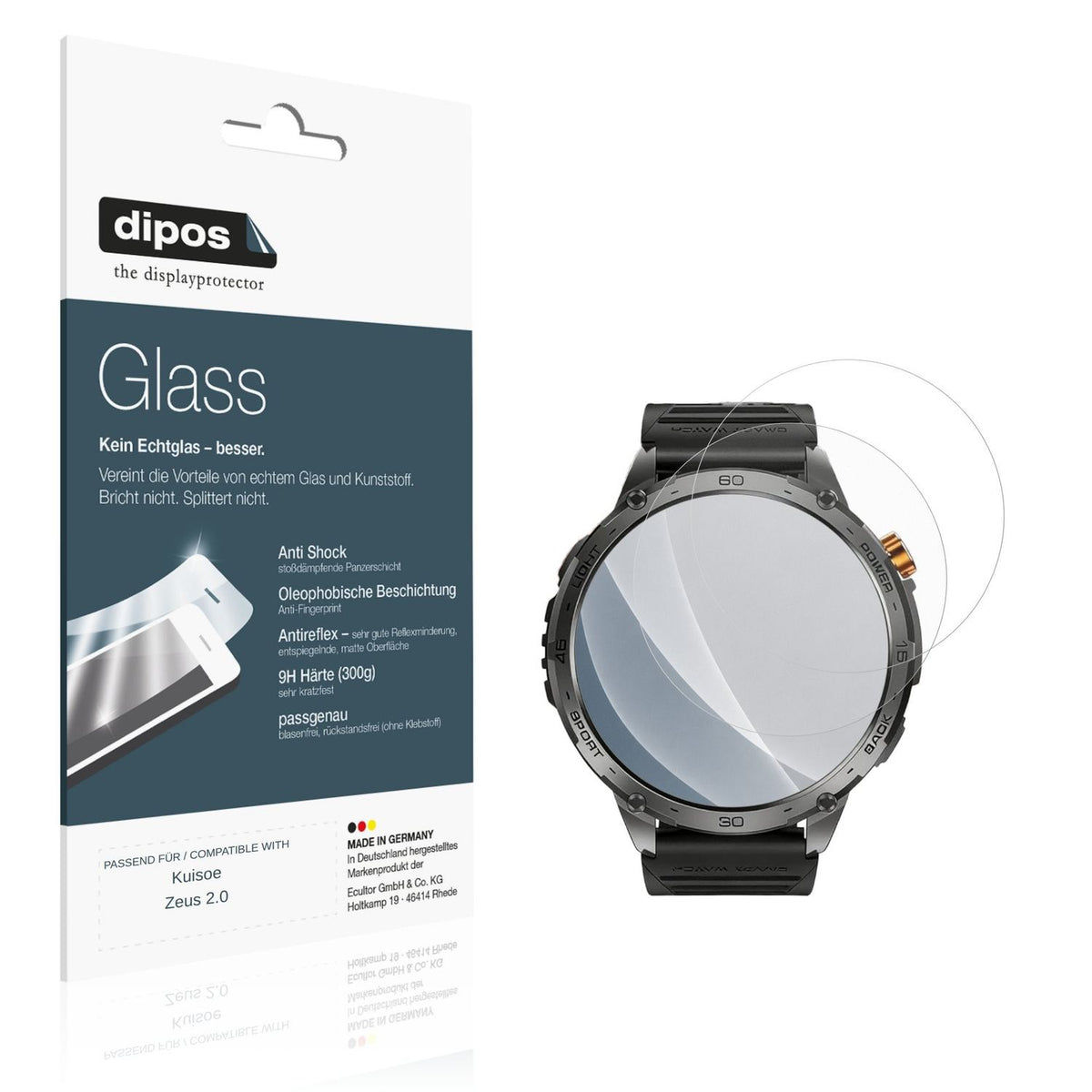 Matte Displayschutzfolie von dipos passend für Kuisoe Zeus 2.0, 9H kratzfest und blasenfrei montiert