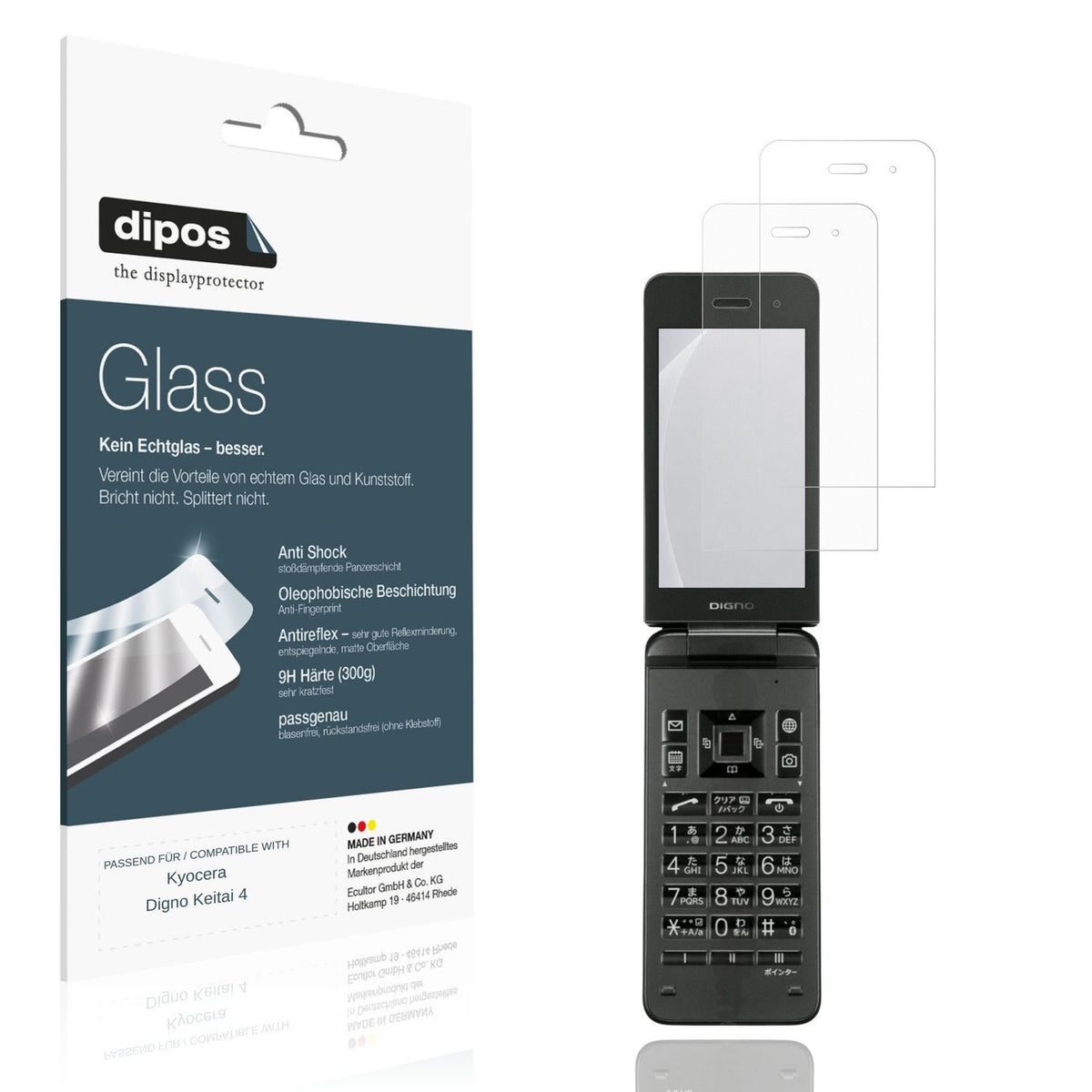 Matte Displayschutzfolie von dipos passend für Kyocera Digno Keitai 4, 9H kratzfest und blasenfrei montiert