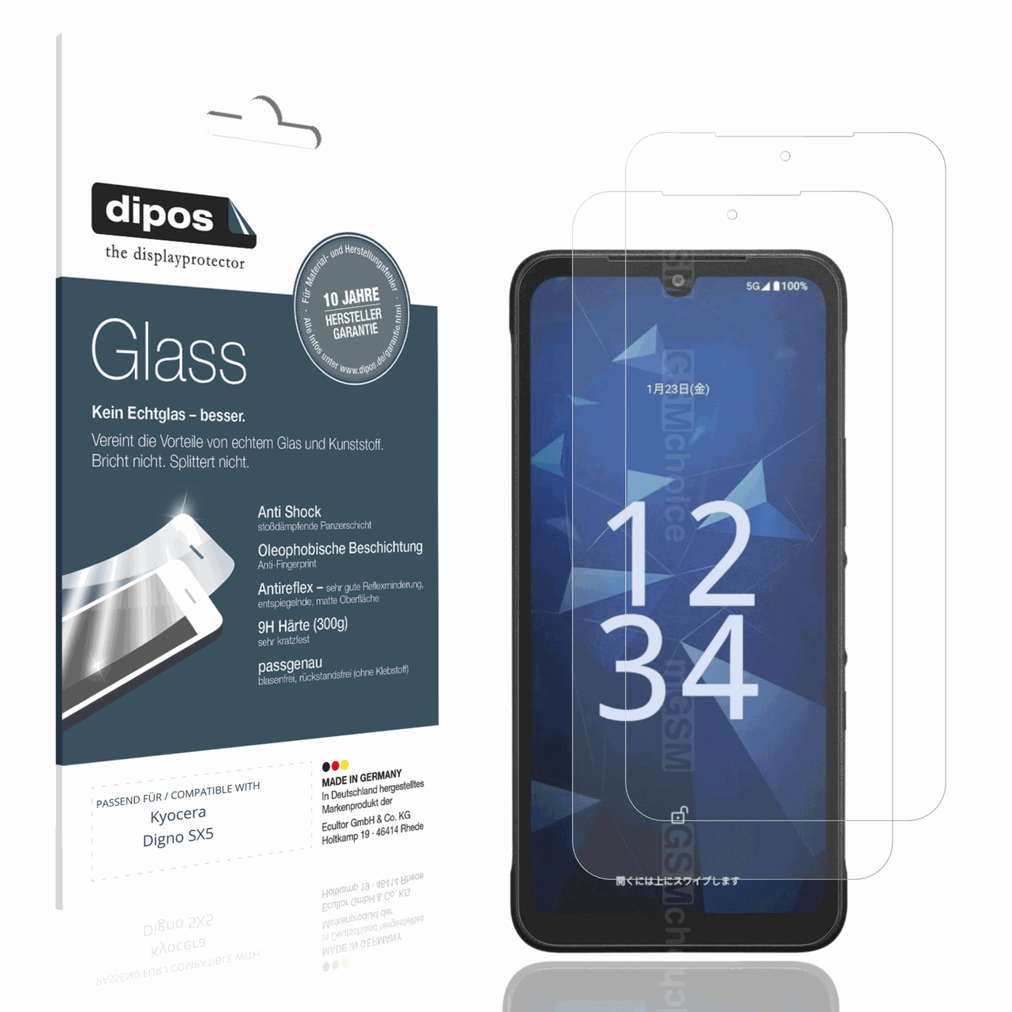 Matte Displayschutzfolie von dipos passend für Kyocera Digno SX5, 9H kratzfest und blasenfrei montiert