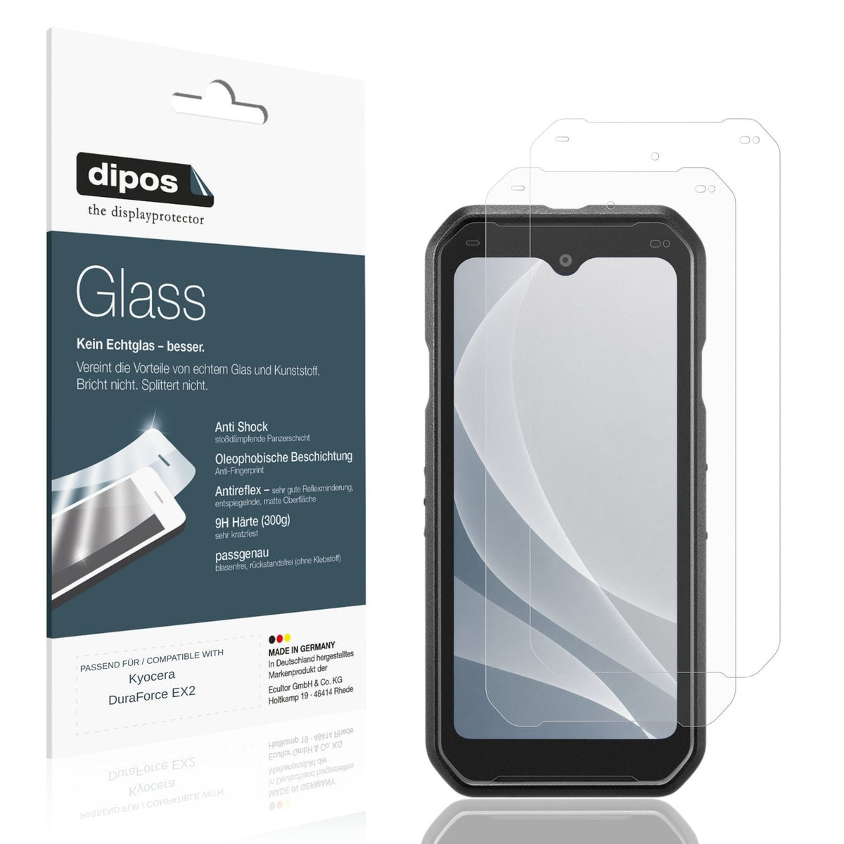 Matte Displayschutzfolie von dipos passend für Kyocera DuraForce EX2, 9H kratzfest und blasenfrei montiert