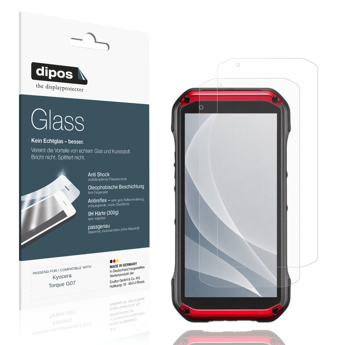 Matte Displayschutzfolie von dipos passend für Kyocera Torque G07, 9H kratzfest und blasenfrei montiert