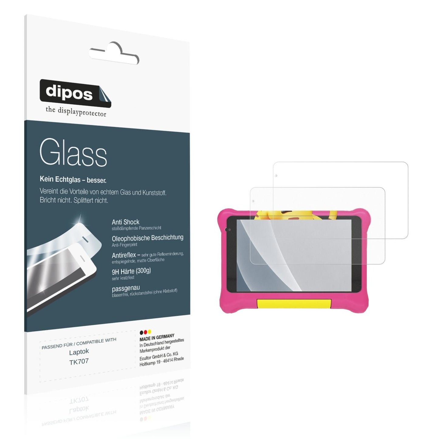 Matte Displayschutzfolie von dipos passend für Laptok TK707, 9H kratzfest und blasenfrei montiert