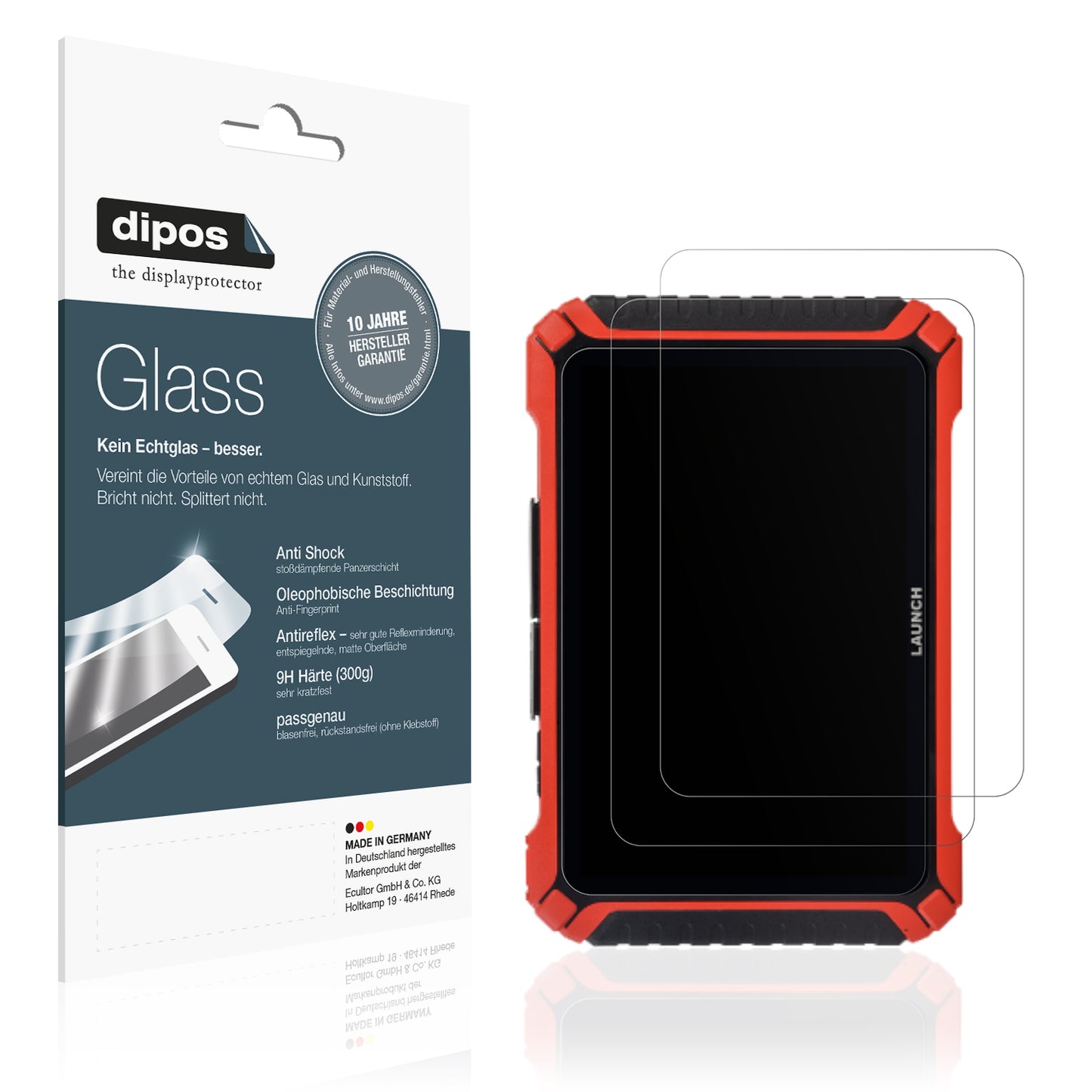 Matte Displayschutzfolie von dipos passend für Launch X-431 Pad IX, 9H kratzfest und blasenfrei montiert