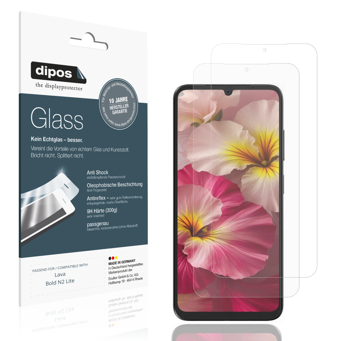 Matte Displayschutzfolie von dipos passend für Lava Bold N2 Lite, 9H kratzfest und blasenfrei montiert
