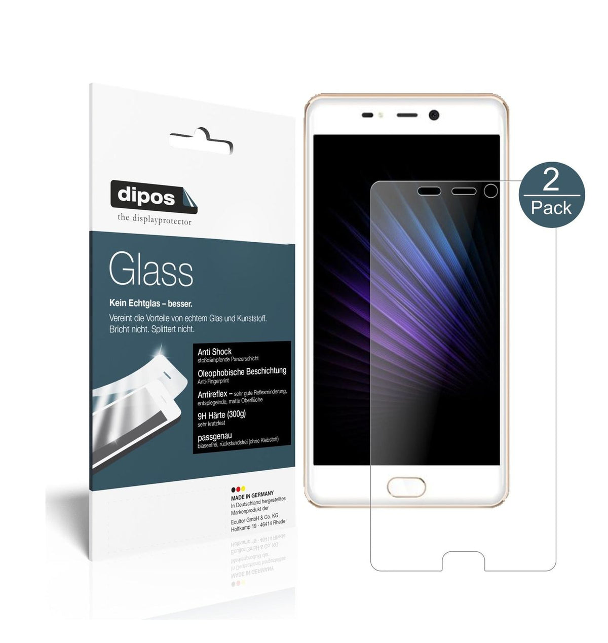 Matte Displayschutzfolie von dipos passend für Leagoo T5, 9H kratzfest und blasenfrei montiert