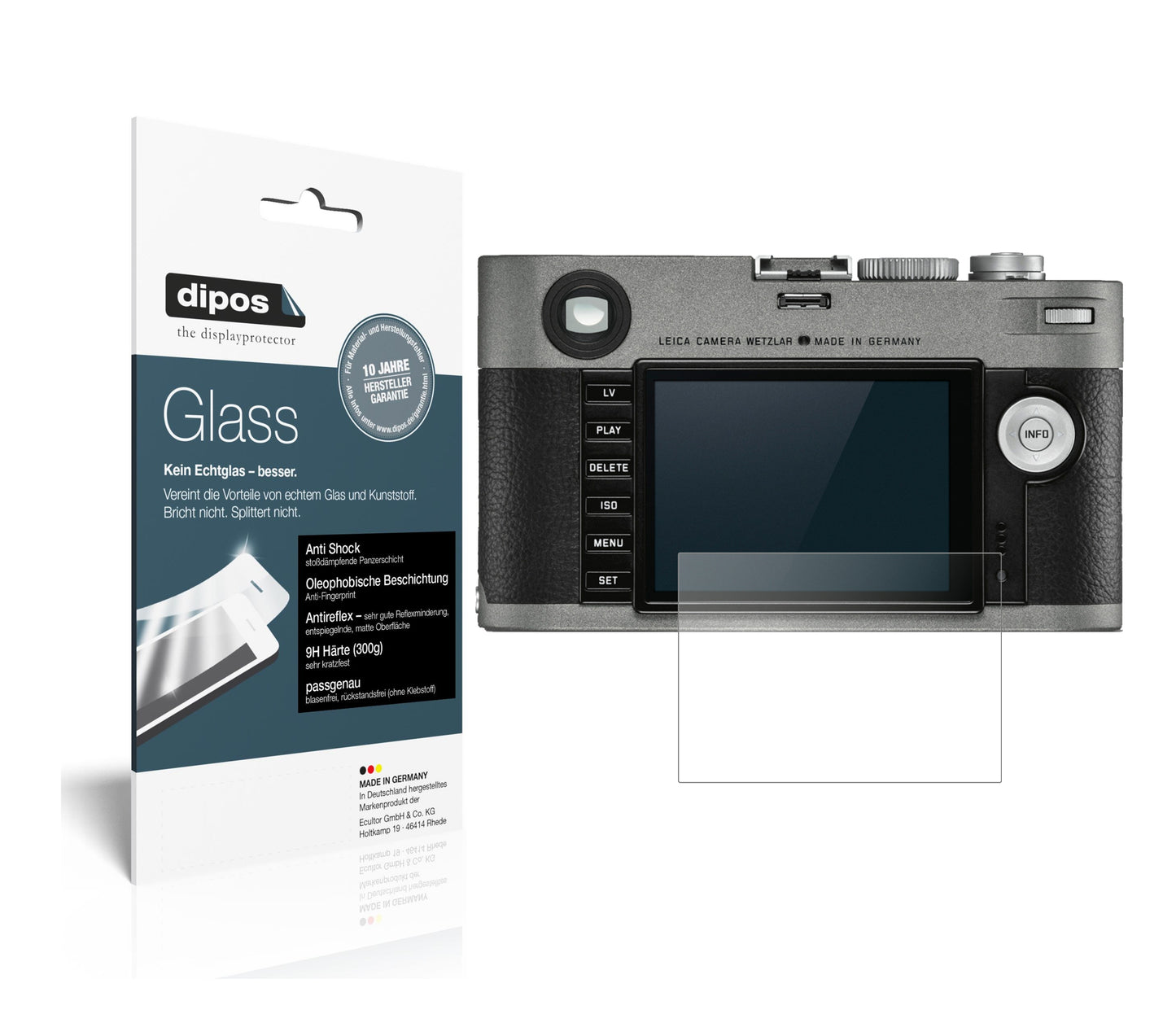 Matte Displayschutzfolie von dipos passend für Leica M-E (Typ) 240, 9H kratzfest und blasenfrei montiert