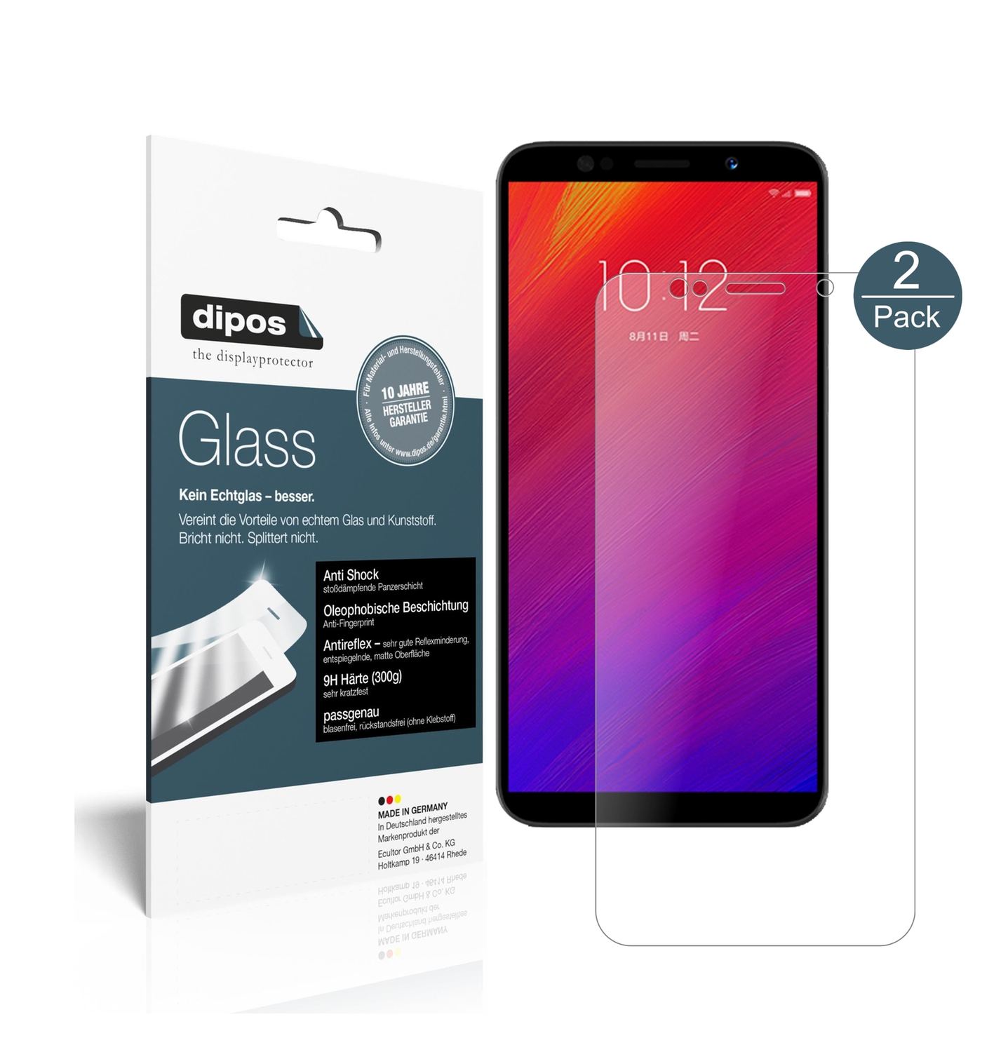Matte Displayschutzfolie von dipos passend für Lenovo A5, 9H kratzfest und blasenfrei montiert