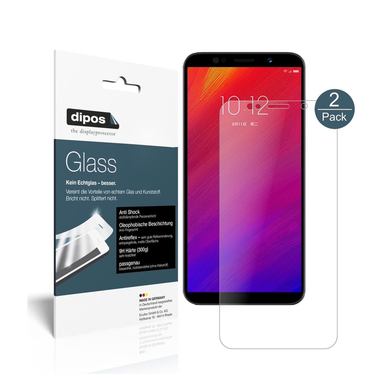 Matte Displayschutzfolie von dipos passend für Lenovo A5, 9H kratzfest und blasenfrei montiert