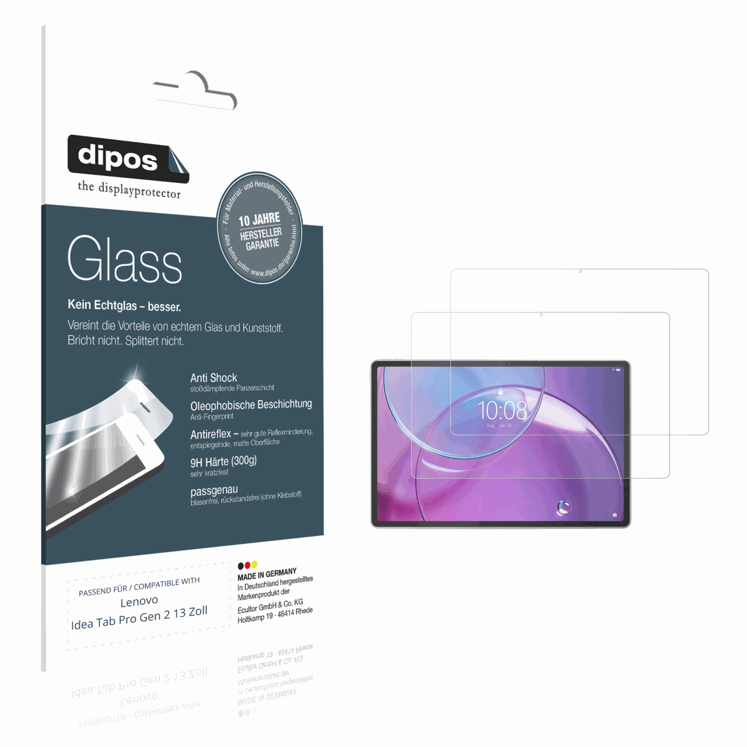 Matte Displayschutzfolie von dipos passend für Lenovo Idea Tab Pro Gen 2 13 Zoll, 9H kratzfest und blasenfrei montiert